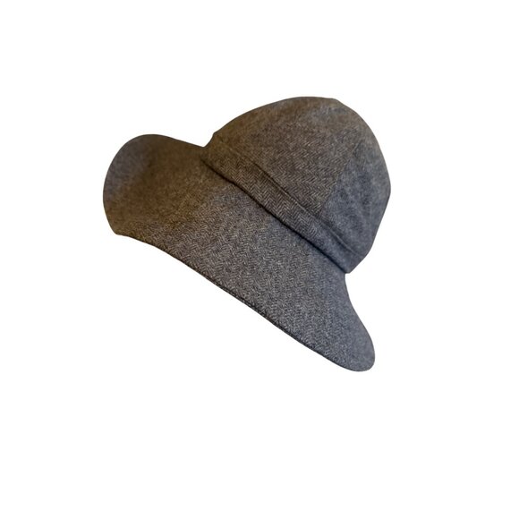 Betmar Womens Herringbone Wool Blend Cloche Boho Retro Hat Gray - Picture 1 of 6